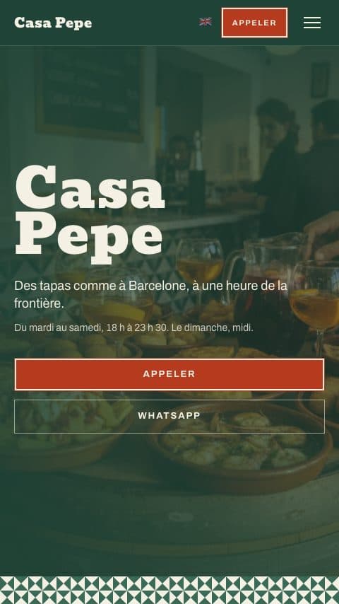 Le site du bar à tapas Casa Pepe
